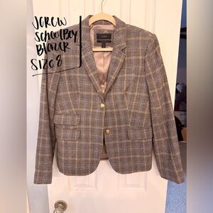 J. Crew Checkered Blazer with Gold Accents